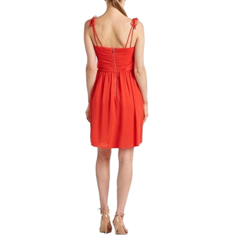 THE KOOPLES Crepon Chiffon Babydoll Sweetheart Neck Sleeveless Mini Dress Red, M - Picture 5 of 6